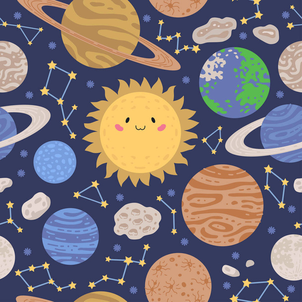 Seamless pattern cute space background for baby - Vector, Image