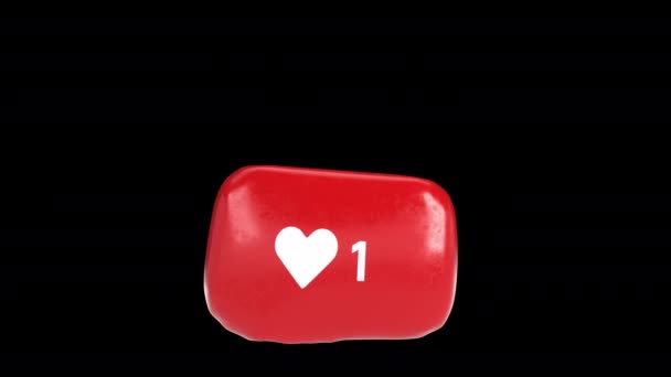Zoals tegen de rode bubbel. Social media concept, opblazen ballon met likes symbool. - Video