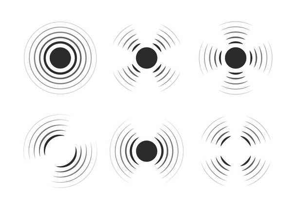 Conjunto de iconos de radar. Ondas sonoras sonoras. Ilustración vectorial de estilo plano moderno
. - Vector, imagen