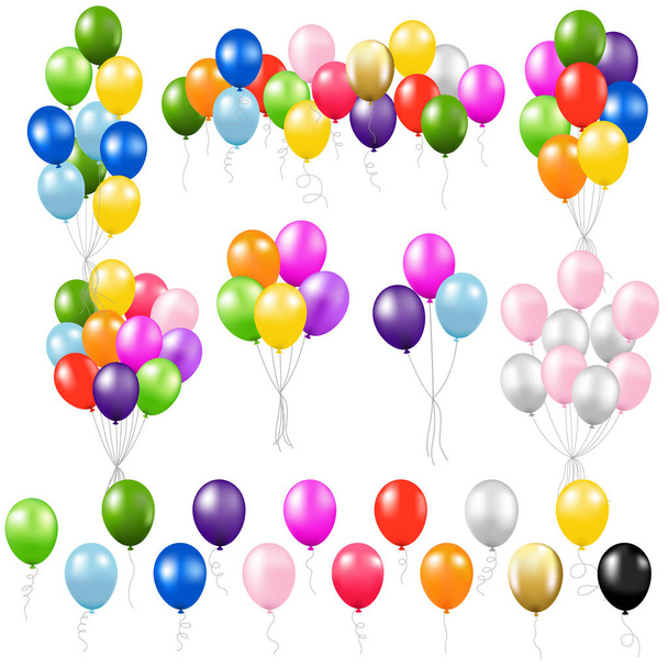 Colorful Balloon Set Isolated White Background - Διάνυσμα, εικόνα