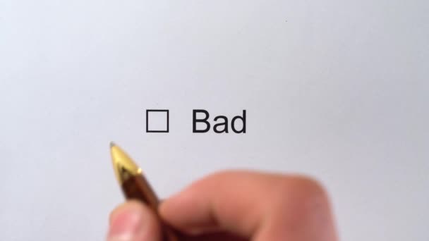 Write a tick checkbox BAD quality survey. BAD service satisfaction survey - 映像、動画