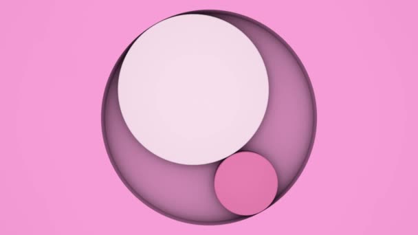 3D-Animation einer rosafarbenen Oberfläche mit Unterlegscheiben, die sich drehen und die Größe ändern. - Filmmaterial, Video