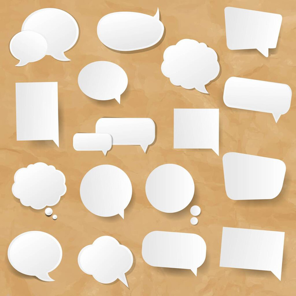 White Speech Bubbles Collection Cardboard Background - Διάνυσμα, εικόνα