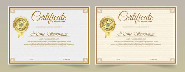Certificate. Template diploma currency border. Award background Gift voucher. Vector illustration. - Vector, Image