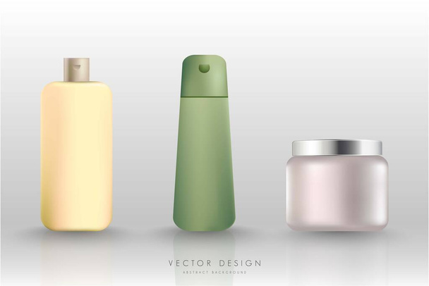  Mock up μπουκάλι καλλυντικά υγρό δοχείο για την εικόνα φορέα προϊόν ομορφιάς - Διάνυσμα, εικόνα