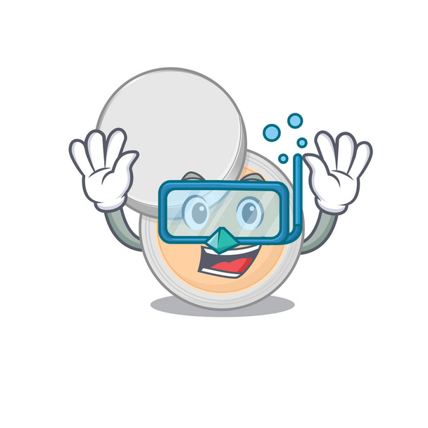 Jar powder makeup mascot design swims with diving glasses. Vector illustration - Wektor, obraz