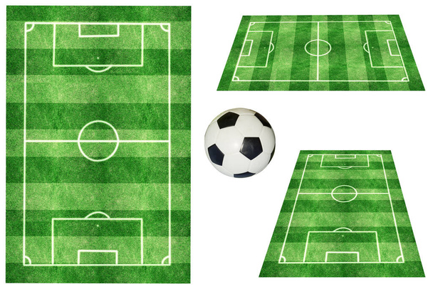 Футбольное поле стандартных размеров, что делает его красивым и футбольным. Футбольное поле
 - Фото, изображение