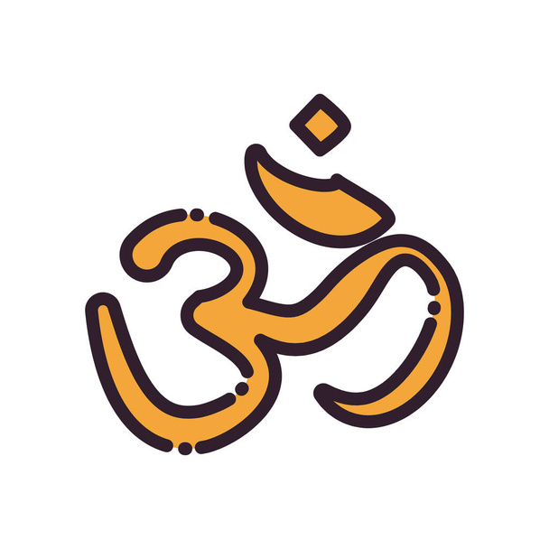 Hindouisme aum lettre remplir style icône vectoriel design - Vecteur, image