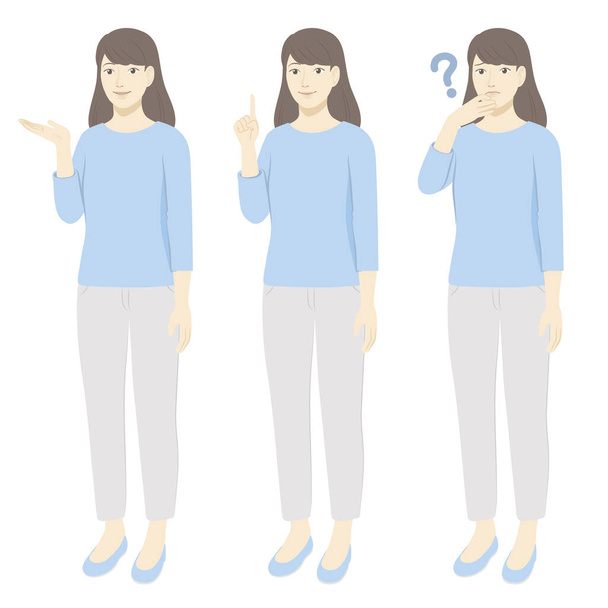 Women's set of casual clothes / whole body - Vector, Image