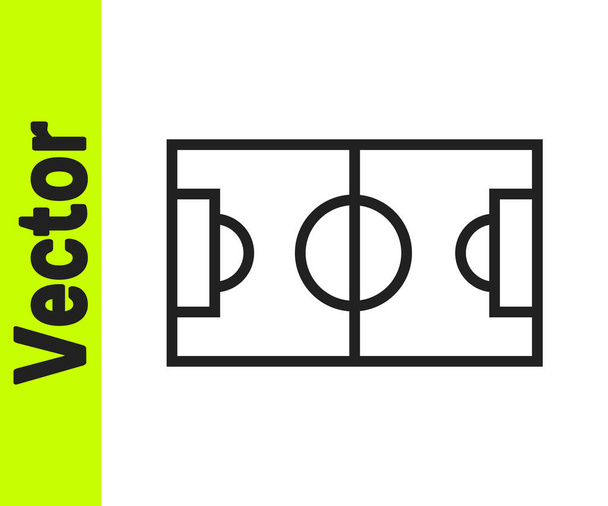 Schwarze Linie Fußball oder Fußballfeld Symbol isoliert auf weißem Hintergrund. Vektorillustration. - Vektor, Bild