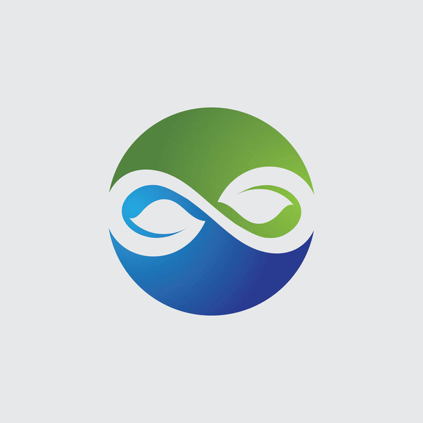 Infinity leaf Illustrazione icona vettoriale Logo template design - Vettoriali, immagini