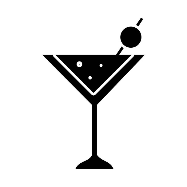 martini cocktail drink icoon, silhouet stijl - Vector, afbeelding