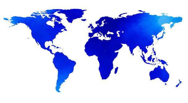 Vektorové ručně kreslené akvarel mapa světa izolované na bílém pozadí. Mapa světa v modré pro váš web design, logo, app, UI. Skladový vektor. EPS10. - Vektor, obrázek
