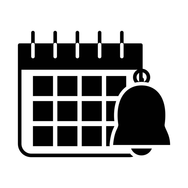 kalendář plánovač s ikonou zvonku, silueta styl - Vektor, obrázek