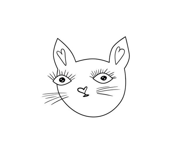  doodle adorable cat. Funny, cute, hugge, hand drawn illustration for poster, banner, print, decoration kids playroom or greeting card. - Photo, Image