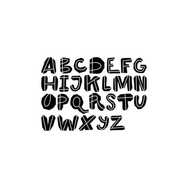 Vector bold alphabet. Paper cut decorated shapes. Vector Font set. - Вектор,изображение