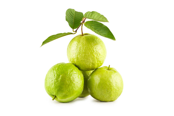 group of guava and guava leaf on white background fruit agriculture food isolated - Photo, Image