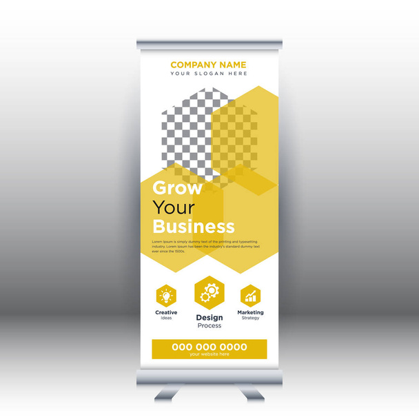 Creative abstract modern corporate business vertical roll up banner design template vector illustration concept exhibition advertising, presentation, cover publication. - Vector, Image