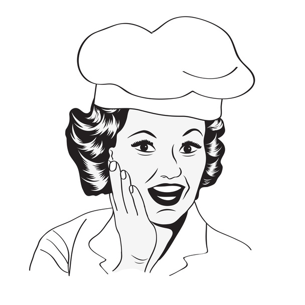 Lady Chef, ilustración retro
 - Foto, Imagen