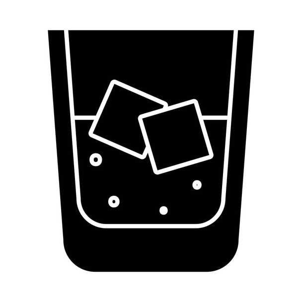üveg jégkocka ikon, sziluett stílus - Vektor, kép