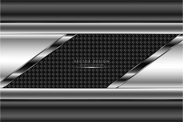  Gray metal background with carbon fiber vector illustration - Vector, Image