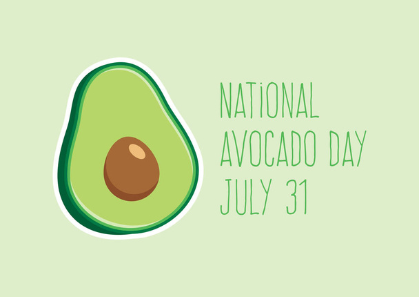 Nationaler Tag der Avocado. Halbierter Avocado-Symbolvektor. Avocado-Symbol isoliert auf grünem Hintergrund. Plakat zum Tag der Avocado, 31. Juli. Wichtiger Tag - Vektor, Bild