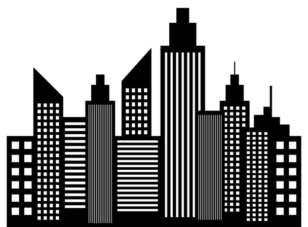 σύγχρονη πόλη ουρανοξύστες κτήρια σιλουέτες - Διάνυσμα, εικόνα