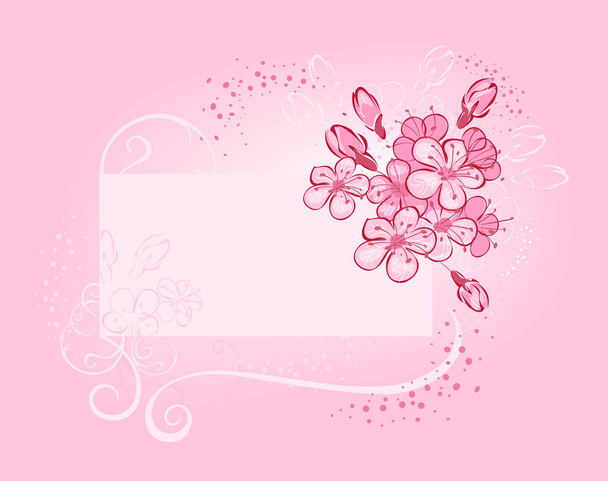 Banner with flowering cherry - Vector, imagen