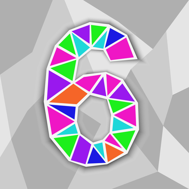 Colorful number 6. Figure of geometric shapes. - Vector, Image
