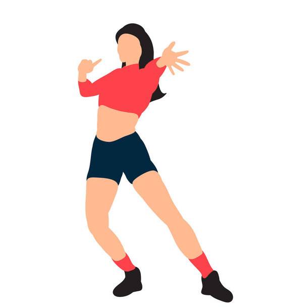 girl dancing, without a face, in a flat style, on a white background, vector - Vektor, Bild