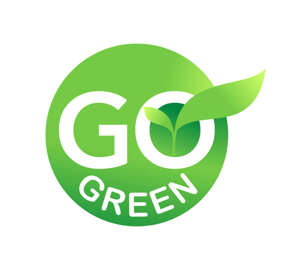 Μετάβαση πράσινο εικονίδιο με φιλικό προς το περιβάλλον σύνθημα - Διάνυσμα, εικόνα