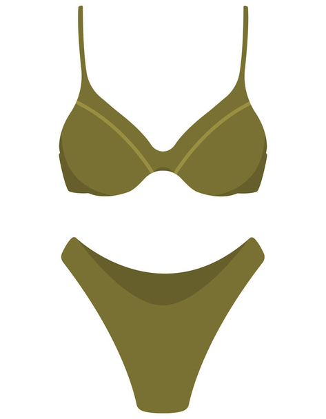 Classic two-piece swimsuit. Beachwear in cartoon style. - Vector, Image