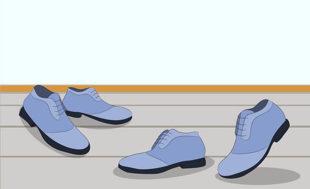 vector illustration of shoes that stands in the room, drawing in color, vector - Вектор,изображение