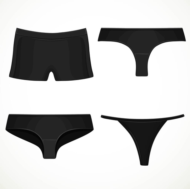 Black panties bikini, panti, boxers isolated on white background - Vektor, obrázek