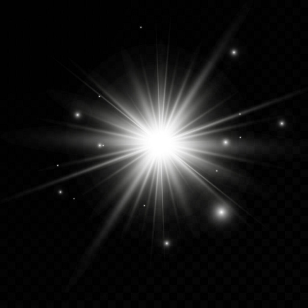 Efeitos brilhantes da luz, flash, explosão e estrelas. Efeito especial isolado sobre fundo transparente
. - Vetor, Imagem