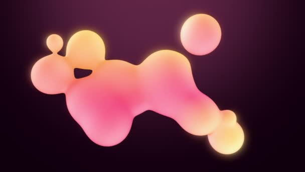 Abstrakte 3D-Animation fließender Pastellkugeln auf dunklem Hintergrund. Schleife - Filmmaterial, Video