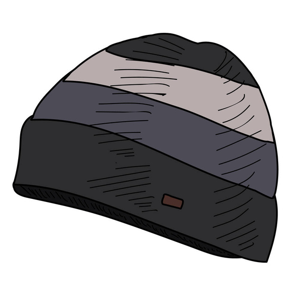 vector on white background man's winter hat - Vector, Image