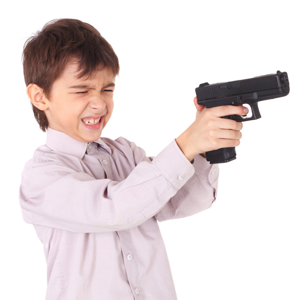 Boy playing with the pistol - Фото, зображення