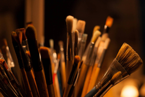 Paint brushes of artist - 写真・画像