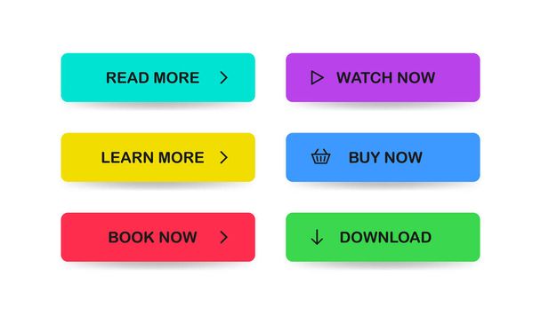 Buttons set. Read Learn more Book Watch Buy Download now Vector EPS 10 - Vetor, Imagem