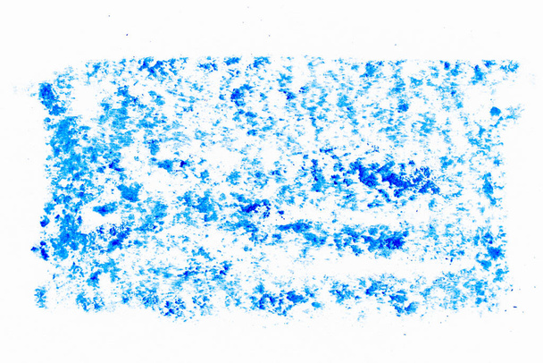 Blaue Farbe Ölpastellzeichnung in Rechteck oder quadratischer Form auf weißem Papierhintergrund - Foto, Bild