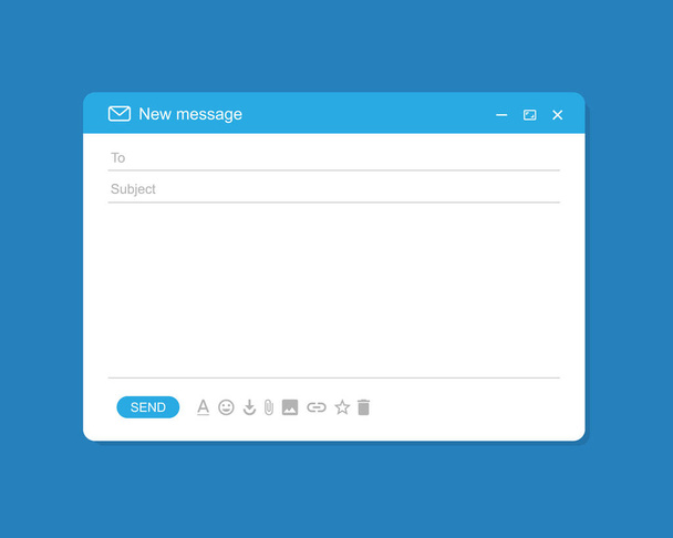 Интерфейс электронной почты Шаблон окна почты, интернет-сообщение в синем Вектор EPS 10
 - Вектор,изображение
