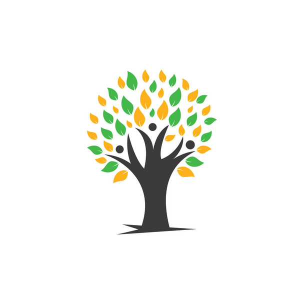 Baummenschen-Logo. Gesunde Menschen Logo design.Human Life Logo Symbol der abstrakten Menschen Baumvektor. - Vektor, Bild