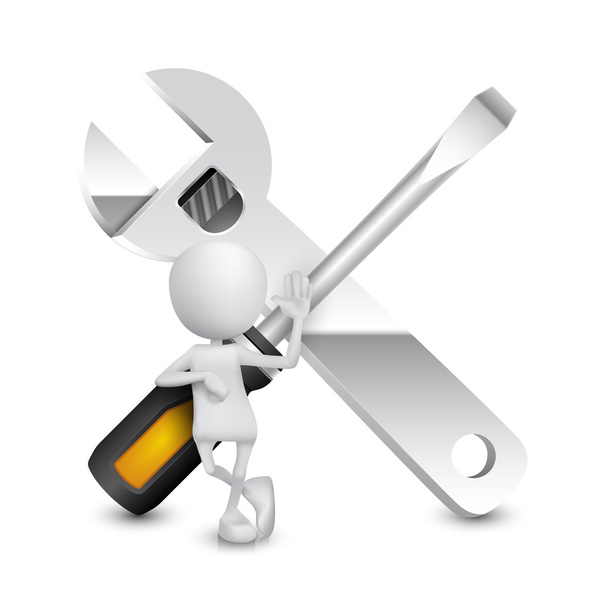 3d person with a screwdriver and a wrench - Vector, afbeelding