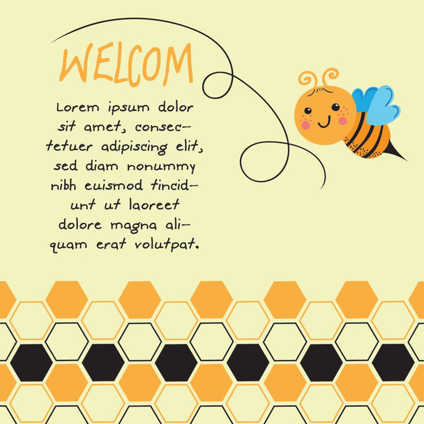 Πρόσκληση φορέα μέλισσα. Banner για τα παιδιά συγχαρητήρια γενεθλίων - Διάνυσμα, εικόνα