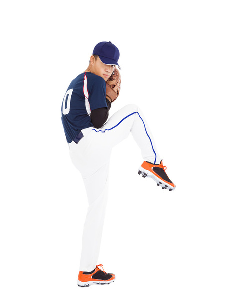 Baseballspieler Pitcher bereit Pose Wurfball - Foto, Bild