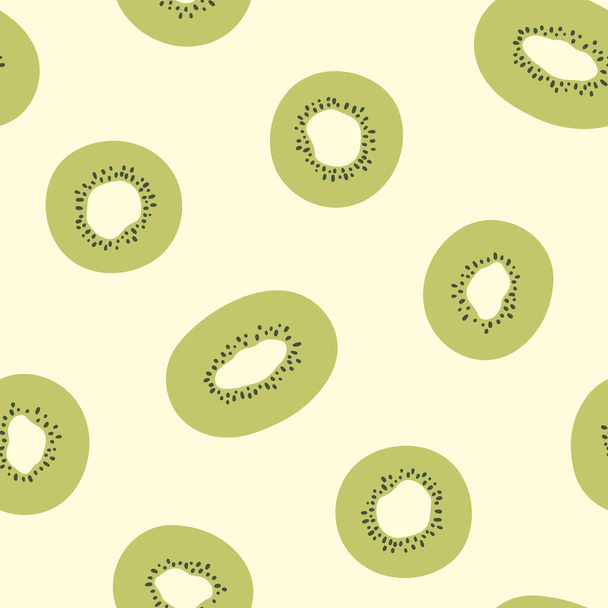Kiwi seamless vector pattern. Summer background. Tropical pattern for print, textile, wrapping paper and decoration design. Simple vector fruit illustration. Vegetarian healthy food backdrop - Vector, imagen