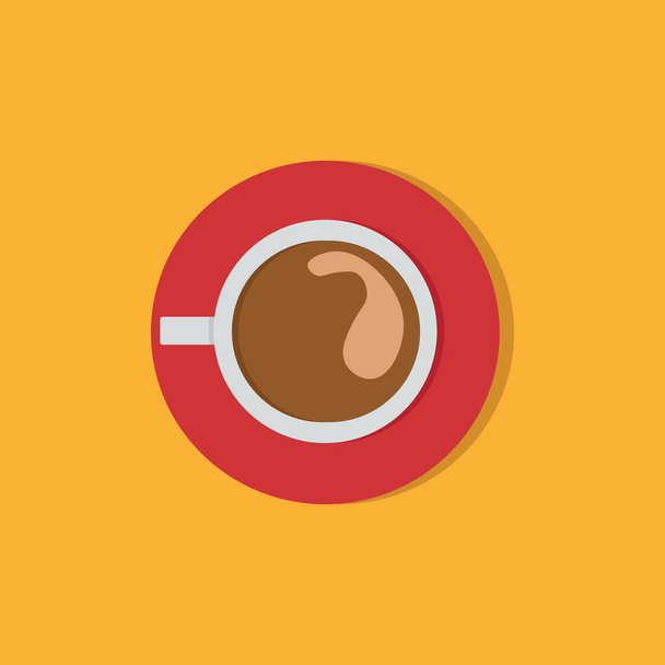 A cup of coffee, top view, coffee time, vector, illustration. - Vector, Image