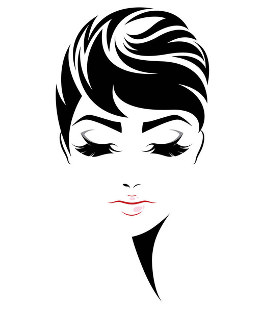 Kadınlar kısa saç stili ikonu, logo kadınları beyaz arka planda - Vektör, Görsel