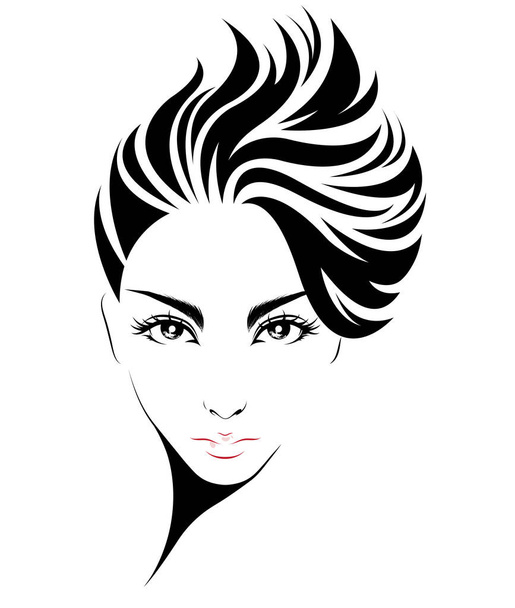 naiset lyhyet hiukset tyyli kuvake, logo naiset valkoisella taustalla - Vektori, kuva